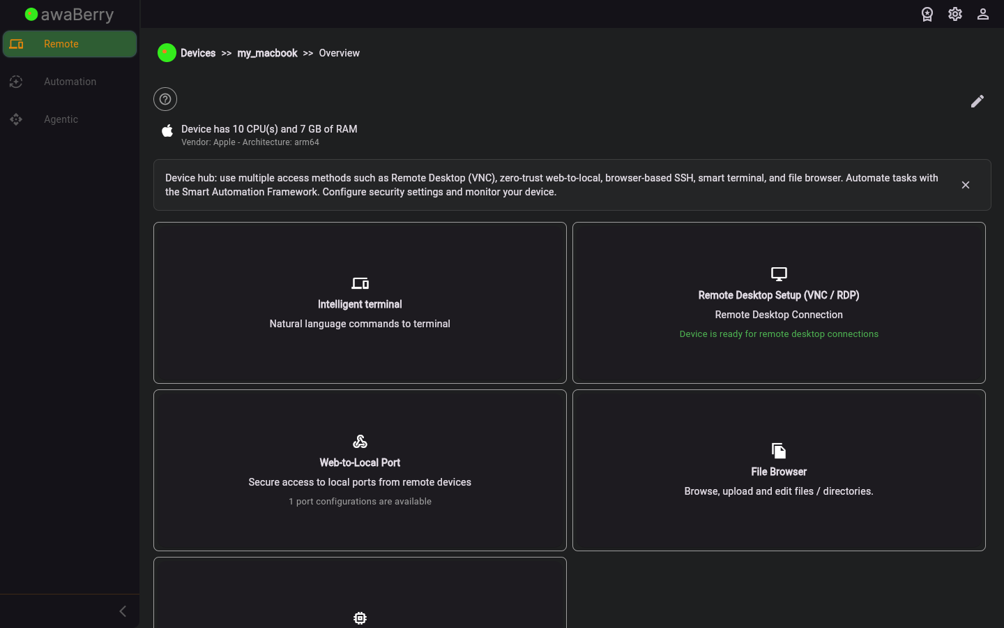 Device Configuration — initial state